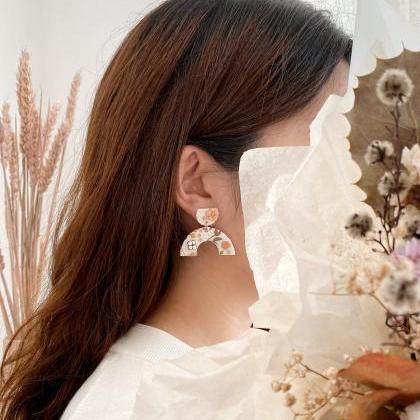 Cotton Flower U-dangle | Polymer Clay Earrings,..
