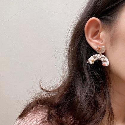 Cotton Flower U-dangle | Polymer Clay Earrings,..